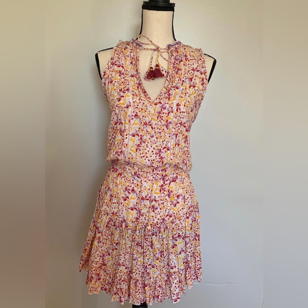 POUPETTE ST BARTH Women’s Clara V-neck Minidress In Purple Mini Jonquille NWT XS - Picture 2 of 4